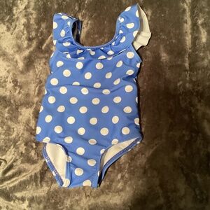 Bonverano blue and white polka dot one pc swimsuit sz 80 or 9-12 months